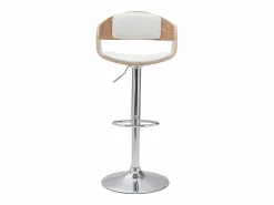 Set de 2 taburetes de cocina ajustables de poliuretano y madera clara EUSTACHE Muebles De Bar|Taburete Alto