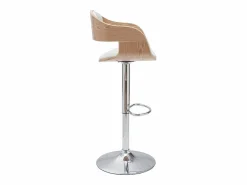 Set de 2 taburetes de cocina ajustables de poliuretano y madera clara EUSTACHE Muebles De Bar|Taburete Alto