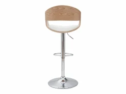 Set de 2 taburetes de cocina ajustables de poliuretano y madera clara EUSTACHE Muebles De Bar|Taburete Alto