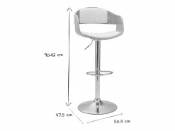 Set de 2 taburetes de cocina ajustables de poliuretano y madera clara EUSTACHE Muebles De Bar|Taburete Alto
