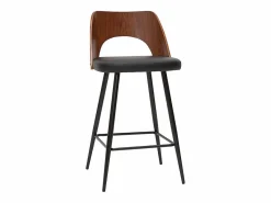 Best Set de 2 taburetes de cocina de diseño negro y nogal 66,5 cm FALCOM Muebles De Bar|Taburete Alto