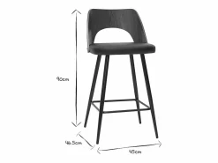 Best Set de 2 taburetes de cocina de diseño negro y nogal 66,5 cm FALCOM Muebles De Bar|Taburete Alto