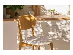 Miliboo Set de 2 taburetes de cocina de madera de roble y 65 cm LUCIA