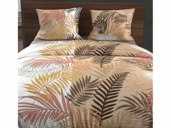 New Soleil d'ocre Set funda edredón de algodón 57 hilos 240x220 cm JUNGLE white Blanco