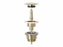 Rea Set Lavabo Sobre Encimera Linda Light Grey + Grifo De Baño Lungo Gold Lungo Gold High + Tapón Gold