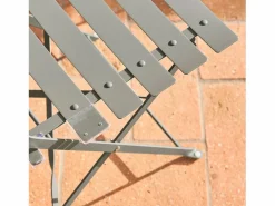 Clearance Sweeek Set mesa de jardín bistró plegable de acero con 2 sillas, ø60cm verde Caqui