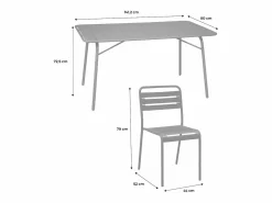Clearance Sweeek Set mesa de jardín bistró plegable de acero con 2 sillones y 4 sillas, Verde