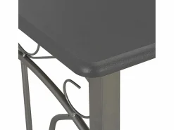 vidaxl Set mesa y sillas altas de cocina 3 pzas madera acero antracita