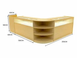 Online Monstershop Set Mostradores Comerciales con Luz LED "SAGITTARIUS" LM60 + 2xB1500 + TB60 – Arce Color natural claro