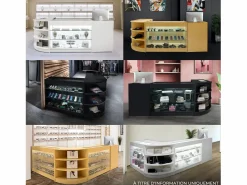 Monstershop Set Mostradores Comerciales con Luz LED "SAGITTARIUS" LM60 + 2xB900 + TB60 – Arce