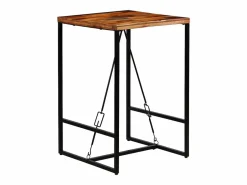 Sale Set muebles bar 3 pzas madera reciclada cuero cabra auténtico Mesa Alta
