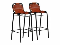 Sale Set muebles bar 3 pzas madera reciclada cuero cabra auténtico Mesa Alta