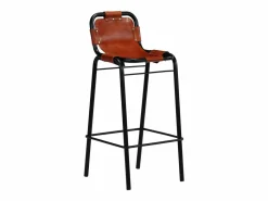 Sale Set muebles bar 3 pzas madera reciclada cuero cabra auténtico Mesa Alta