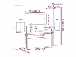vidaxl Set muebles de baño 5 piezas madera ingeniería hormigón