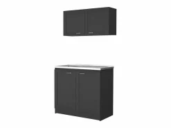 Online TuHome Set Muebles de cocina Zurich en Melamina,con mueble de encimera en acero inoxidable y mueble sobre campana ,32 / 52 cm X 100 cm X 49/93.6 cm , Negro