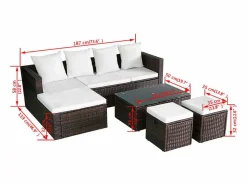 Clearance vidaxl Set muebles de jardín 4 piezas y cojines ratán sintético marrón Marru00f3n