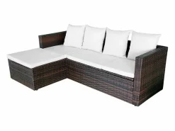Clearance vidaxl Set muebles de jardín 4 piezas y cojines ratán sintético marrón Marru00f3n