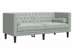 Clicnbuy Set sofás Chesterfield con cojines 3 pzas terciopelo claro
