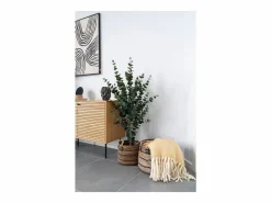 Clearance Les Tendances Set van 2 ERBA opbergmanden – Natuurlijke jute met strepen en leren handvatten Beige