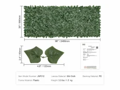Clearance Seto Artificial SucceBuy Valla de Hoja de Hiedra Artificial, 99.06 x 248.92 cm, con Respaldo de Malla Verde