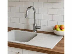 Essebagno Sierra Fregadero de 1 cubeta grande con escurridor de resina
