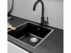 Clearance Sierra Fregadero de una sola cubeta 54x44 en resina negra Fregadero