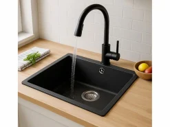 Clearance Sierra Fregadero de una sola cubeta 54x44 en resina negra Fregadero
