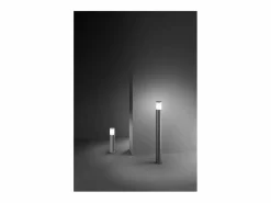Sigaro - Bolardo de jardín con 1 bombilla E27 máx. 20 W IP54, aluminio pintado, bolardo para exterior, claro, altura 90 cm - Perenz