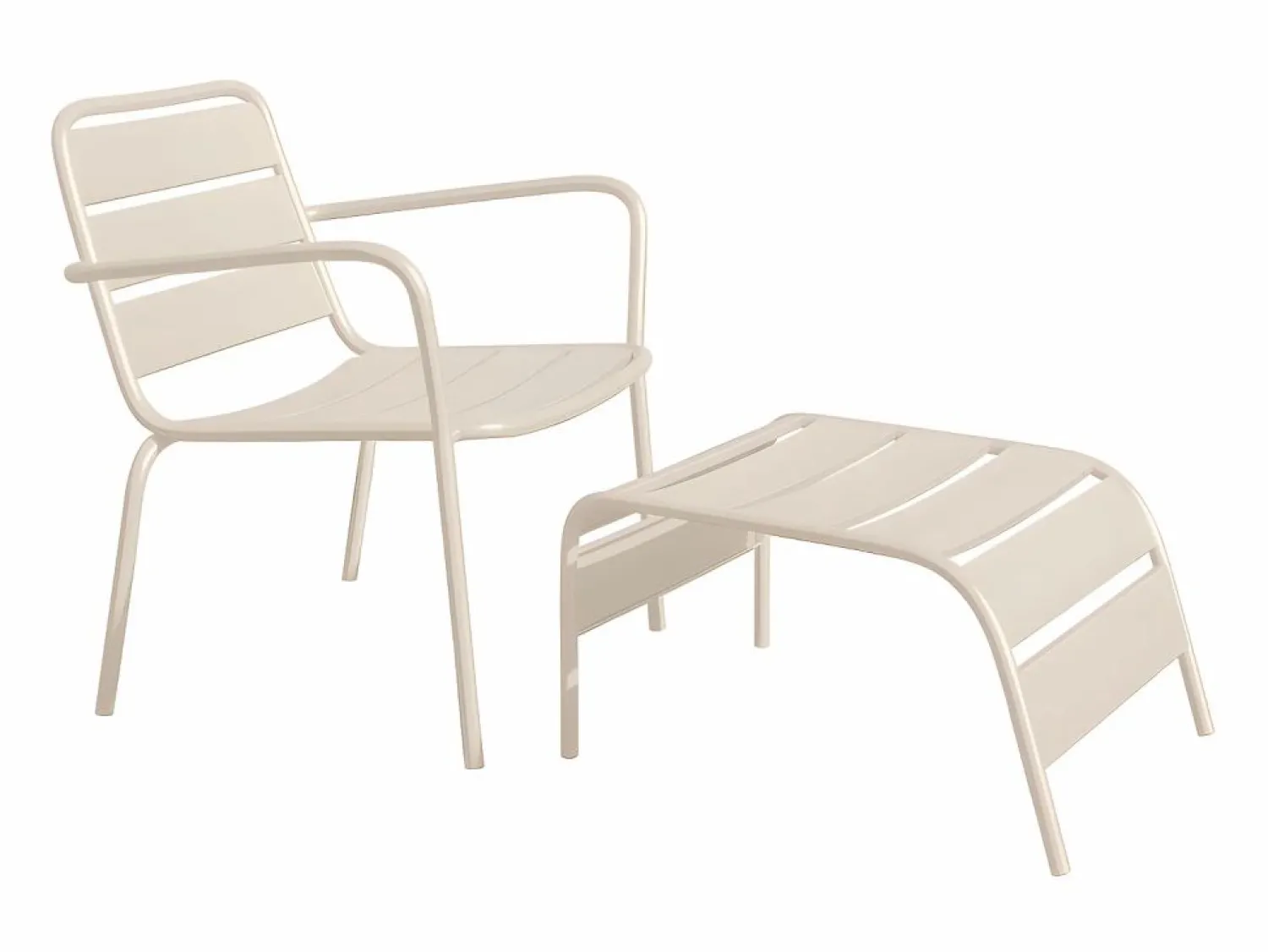 MYLIA Silla baja apilable de jardín + reposapiés - metal - - MIRMANDE de
