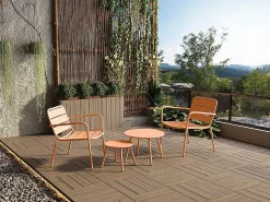 Online MYLIA Silla baja de jardín apilable de metal - - MIRMANDE de Naranja claro