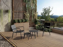 Hot MYLIA Silla baja de jardín apilable de metal - - MIRMANDE de Negro