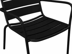Hot MYLIA Silla baja de jardín apilable de metal - - MIRMANDE de Negro