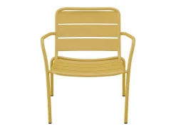 MYLIA Silla baja jardín apilable + reposapiés de metal - Amarillo - MIRMANDE de Mostaza