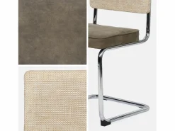 Clearance Sweeek Silla cantilever con respaldo efecto ratán, set de 2 pardo Caqui
