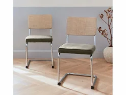 Clearance Sweeek Silla cantilever con respaldo efecto ratán, set de 2 pardo Caqui