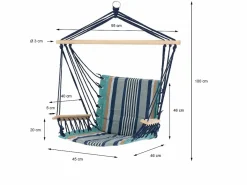 Best ECD Germany Silla colgante asiento hamaca relax multicolor 120 kg Azul