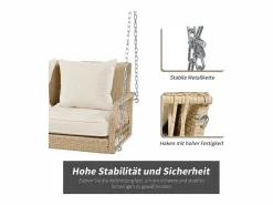 Merax Silla colgante de ratán PE 114 cm - 2 plazas - Cojín de asiento acolchado de 11 cm -