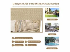 Merax Silla colgante de ratán PE 114 cm - 2 plazas - Cojín de asiento acolchado de 11 cm -