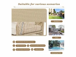 Merax Silla colgante de ratán PE 114 cm - 2 plazas - Cojín de asiento acolchado de 11 cm -