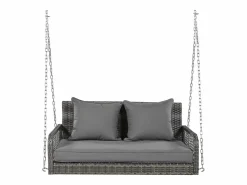 Merax Silla colgante de ratán PE 114 cm - 2 plazas - Cojín de asiento acolchado de 11 cm -