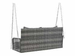 Merax Silla colgante de ratán PE 114 cm - 2 plazas - Cojín de asiento acolchado de 11 cm -