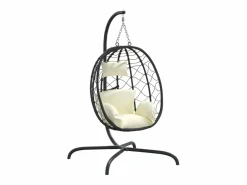 Online Silla colgante huevo acero ratán sintético cojín blanco ES637606 Sillón Colgante