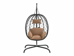 Best Silla colgante huevo acero y ratán sintético con cojín taupé ES132351 Topo