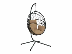 Clearance Silla colgante huevo con soporte tela y acero gris taupe ES937794 Topo