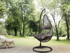 Saldosystocks Silla Colgante Mecedora Once. Muebles de Jardin o Terraza , Cojin Negro