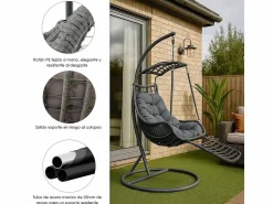 Silla Colgante Yoevu - con reposapiés para interior y exterior - YV-RELAXCHAIR
