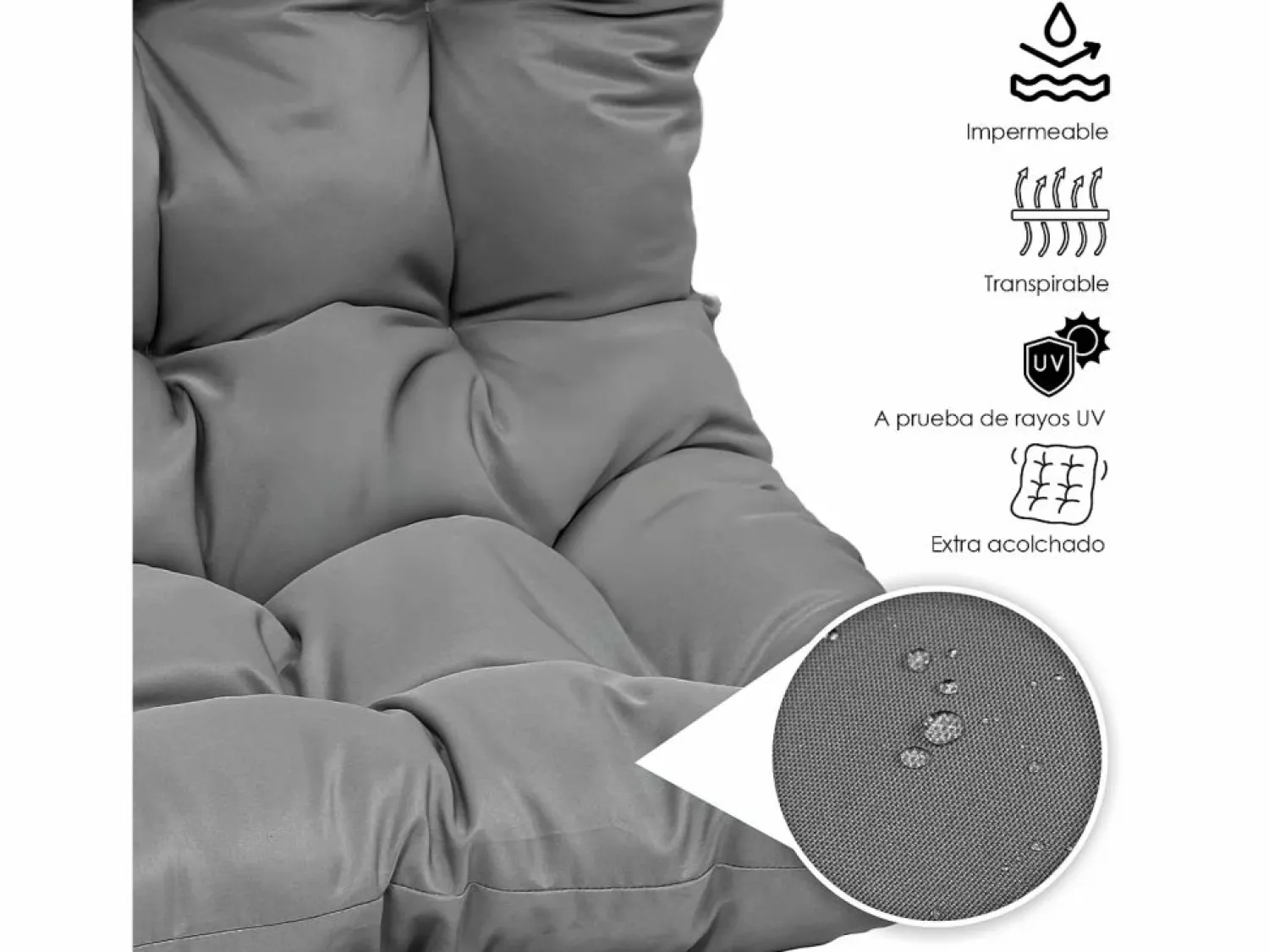 Silla Colgante Yoevu - con reposapiés para interior y exterior - YV-RELAXCHAIR