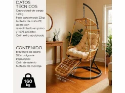 Discount Silla Colgante Yoevu - con reposapiés para interior y exterior - YV-RELAXCHAIR Sillón Colgante