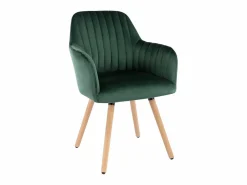 New Silla con brazos - Terciopelo y metal efecto madera - Verde oscuro - ELEANA Sillas Y Lotes De Sillas
