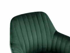 New Silla con brazos - Terciopelo y metal efecto madera - Verde oscuro - ELEANA Sillas Y Lotes De Sillas